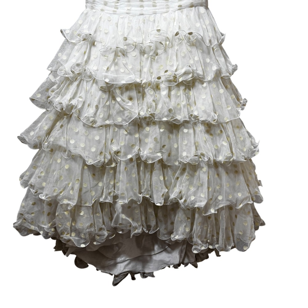Sherri Hill Strapless Mermaid Gown Polka Dot Tulle Tiered Dress Pink Sash 8 - Picture 5 of 13